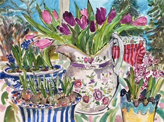 Spring Bulbs and Pink Tulips